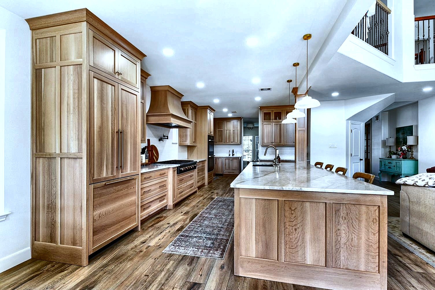 Custom wide kitchen open living area